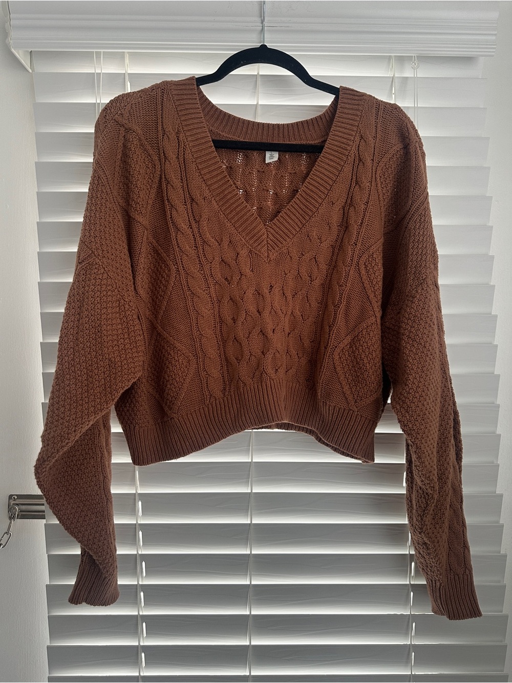 BP. Brown Cropped Cable-Knit Sweater